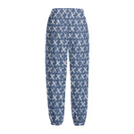 X Cross Denim Jeans Pattern Print Fleece Lined Knit Pants