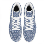 X Cross Denim Jeans Pattern Print High Top Leather Sneakers