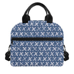 X Cross Denim Jeans Pattern Print Insulated Lunch Bag
