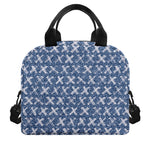 X Cross Denim Jeans Pattern Print Insulated Lunch Bag