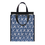 X Cross Denim Jeans Pattern Print Insulated Lunch Tote