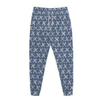 X Cross Denim Jeans Pattern Print Jogger Pants