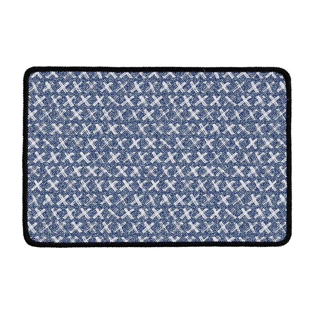 X Cross Denim Jeans Pattern Print Kitchen Mat