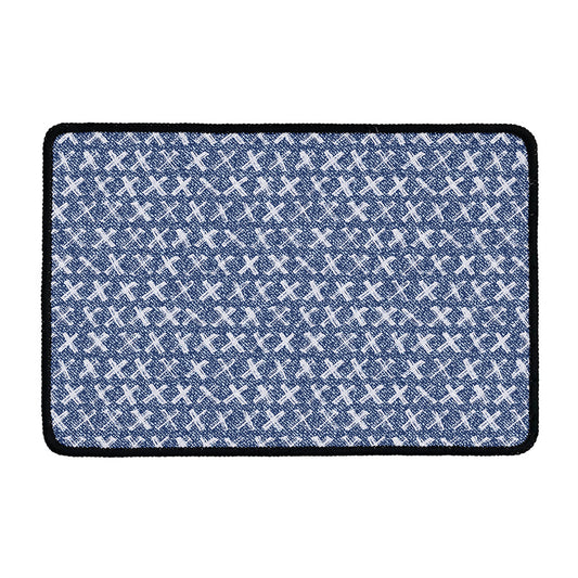 X Cross Denim Jeans Pattern Print Kitchen Mat