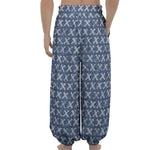 X Cross Denim Jeans Pattern Print Lantern Pants