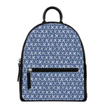 X Cross Denim Jeans Pattern Print Leather Backpack