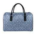 X Cross Denim Jeans Pattern Print Leather Duffel Bag
