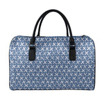 X Cross Denim Jeans Pattern Print Leather Duffle Bag