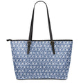 X Cross Denim Jeans Pattern Print Leather Tote Bag With Zipper