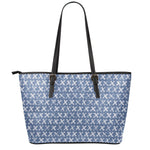 X Cross Denim Jeans Pattern Print Leather Tote Bag