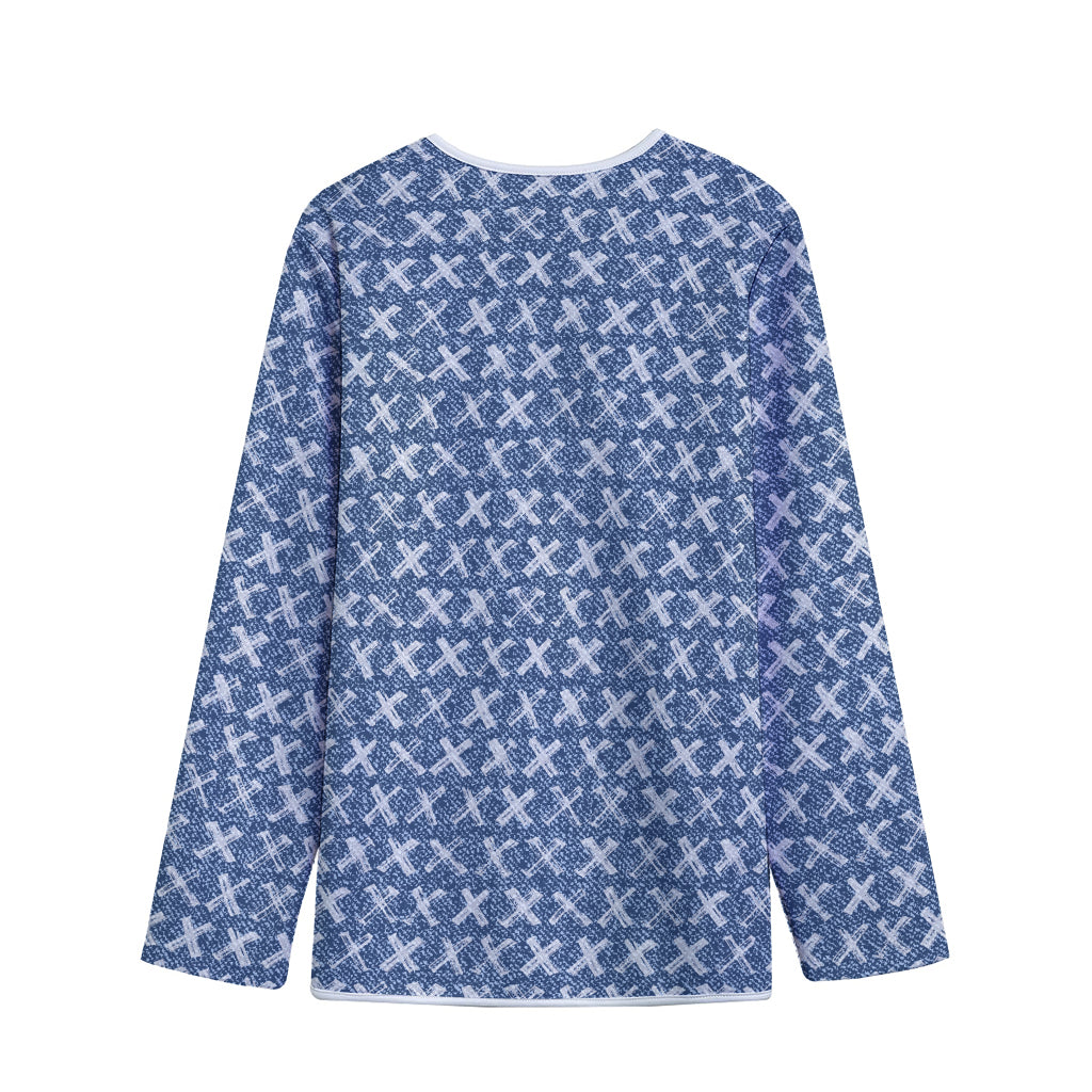 X Cross Denim Jeans Pattern Print Long Sleeve Short Coat