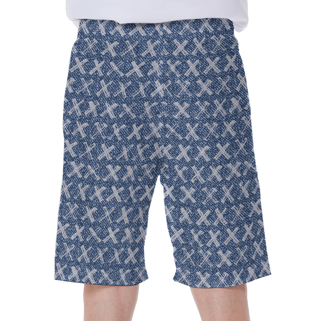 X Cross Denim Jeans Pattern Print Men's Beach Shorts