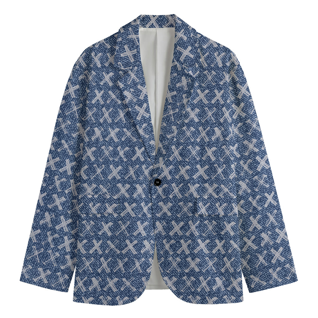 X Cross Denim Jeans Pattern Print Men's Blazer