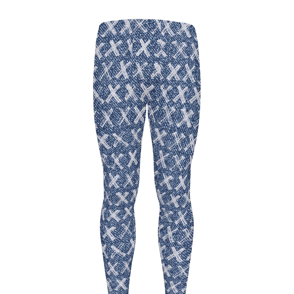 X Cross Denim Jeans Pattern Print Men's leggings