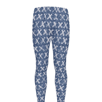 X Cross Denim Jeans Pattern Print Men's leggings