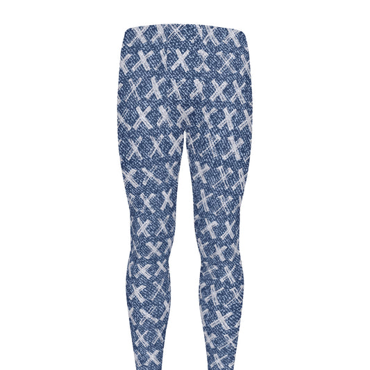 X Cross Denim Jeans Pattern Print Men's leggings