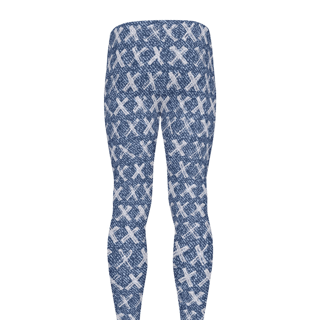 X Cross Denim Jeans Pattern Print Men's leggings