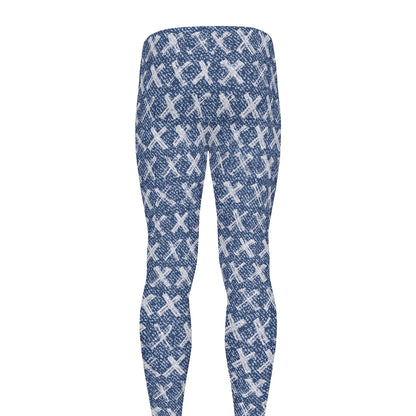 X Cross Denim Jeans Pattern Print Men's leggings