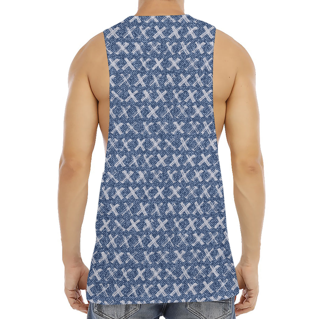 X Cross Denim Jeans Pattern Print Men's Muscle Tank Top