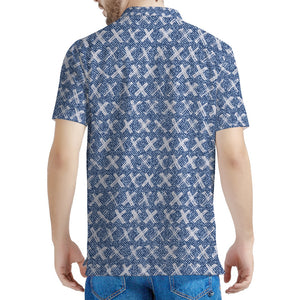 X Cross Denim Jeans Pattern Print Men's Polo Shirt