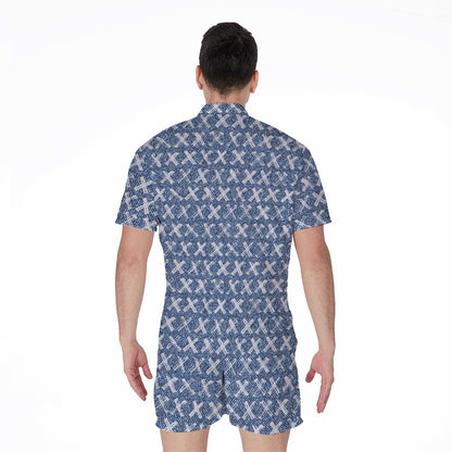 X Cross Denim Jeans Pattern Print Men's Rompers