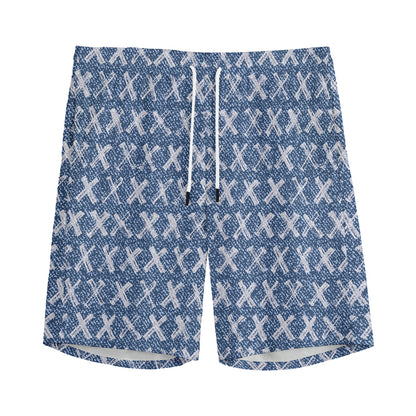 X Cross Denim Jeans Pattern Print Men's Sports Shorts