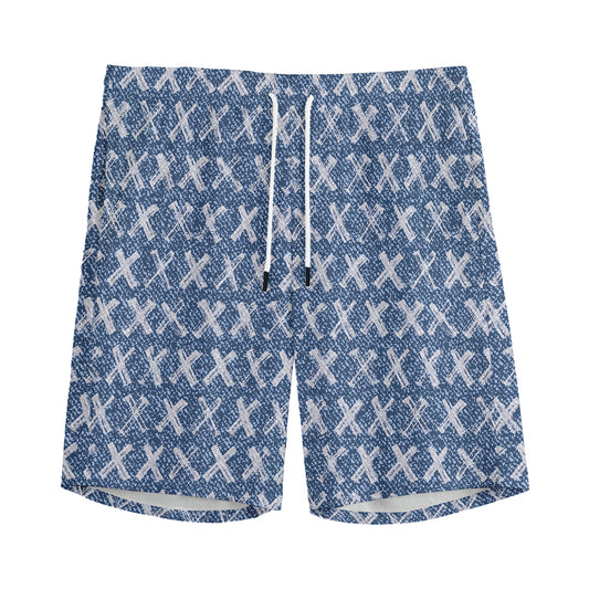 X Cross Denim Jeans Pattern Print Men's Sports Shorts