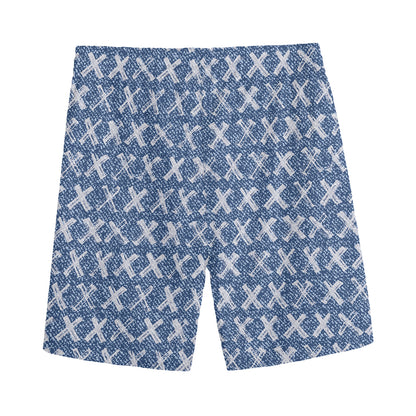 X Cross Denim Jeans Pattern Print Men's Sports Shorts