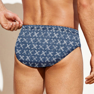 X Cross Denim Jeans Pattern Print Men's Swim Briefs