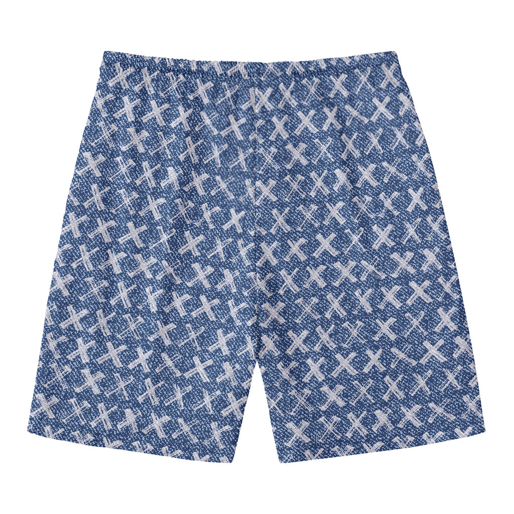X Cross Denim Jeans Pattern Print Men's Swim Trunks