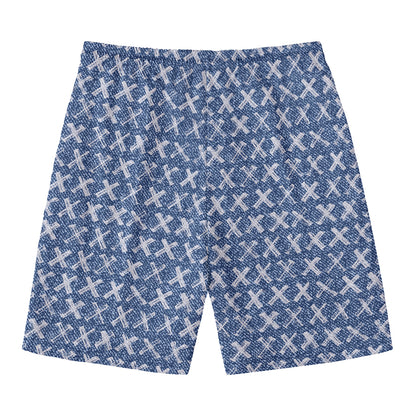 X Cross Denim Jeans Pattern Print Men's Swim Trunks