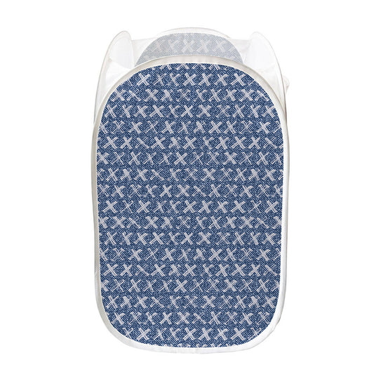 X Cross Denim Jeans Pattern Print Mesh Laundry Hamper