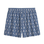 X Cross Denim Jeans Pattern Print Mesh Shorts