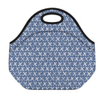 X Cross Denim Jeans Pattern Print Neoprene Lunch Bag