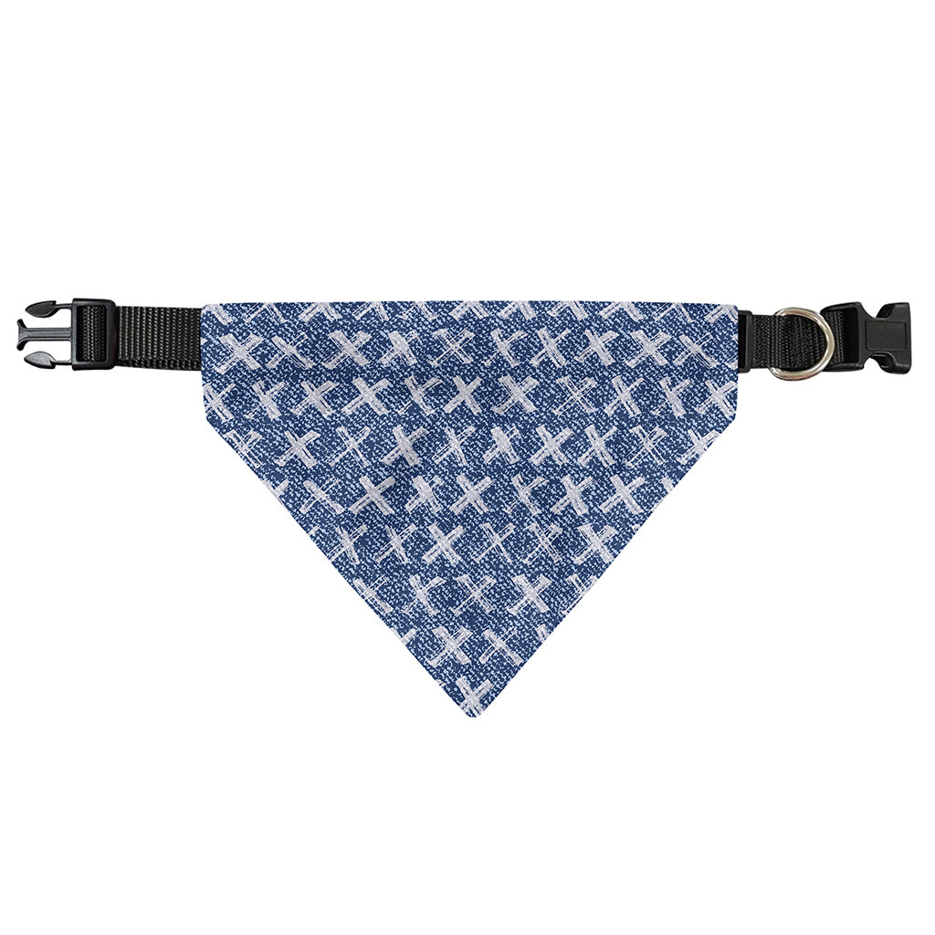 X Cross Denim Jeans Pattern Print Over The Collar Dog Bandana