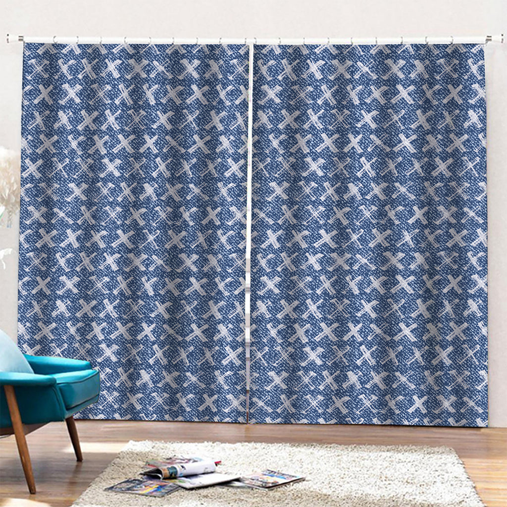 X Cross Denim Jeans Pattern Print Pencil Pleat Curtains