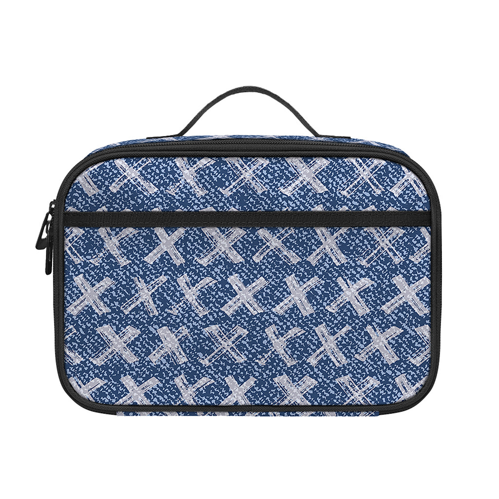 X Cross Denim Jeans Pattern Print Portable Lunch Bag