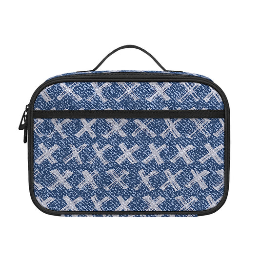 X Cross Denim Jeans Pattern Print Portable Lunch Bag