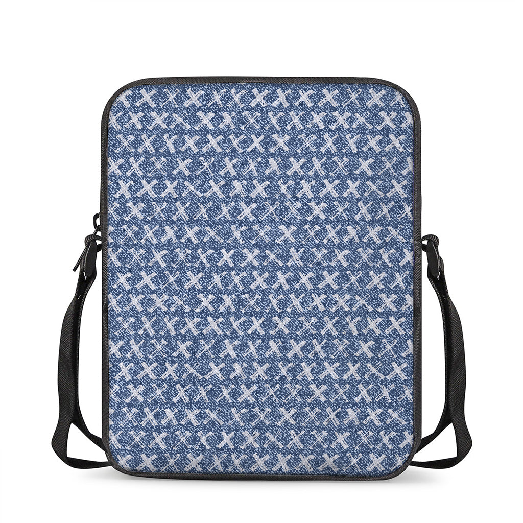 X Cross Denim Jeans Pattern Print Rectangular Crossbody Bag