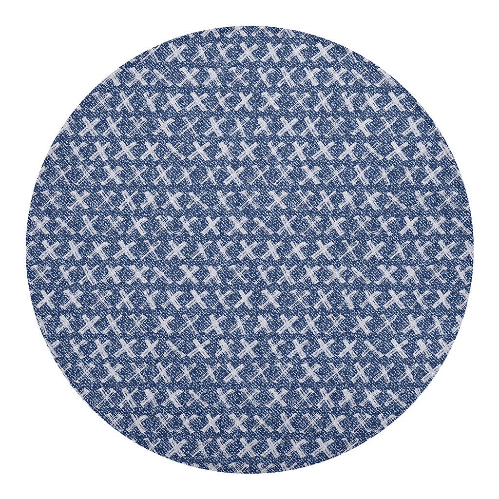 X Cross Denim Jeans Pattern Print Round Blanket