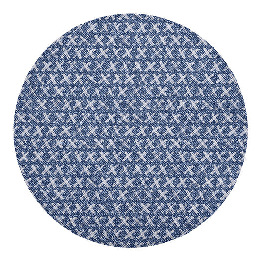 X Cross Denim Jeans Pattern Print Round Blanket