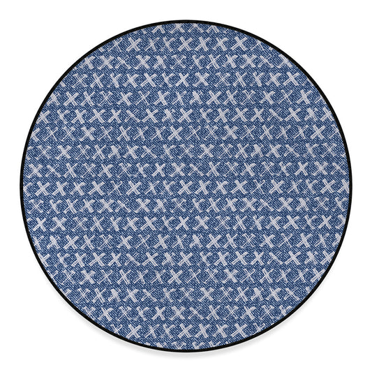 X Cross Denim Jeans Pattern Print Round Floor Mat
