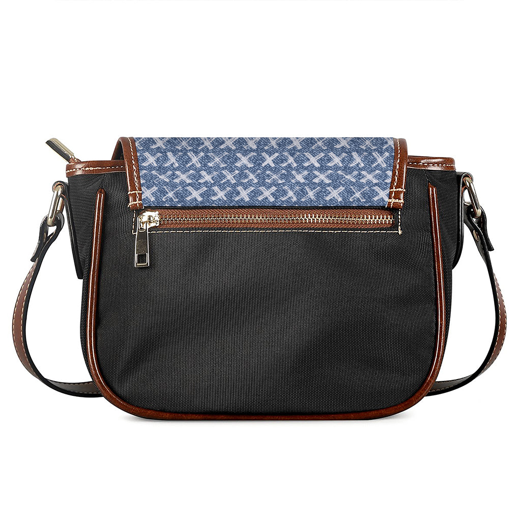 X Cross Denim Jeans Pattern Print Saddle Bag
