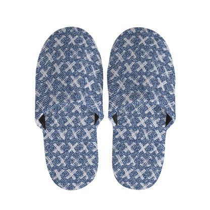 X Cross Denim Jeans Pattern Print Slippers