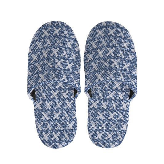 X Cross Denim Jeans Pattern Print Slippers