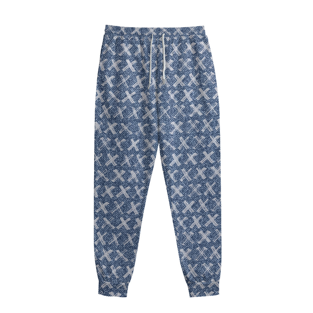 X Cross Denim Jeans Pattern Print Sweatpants