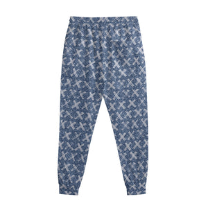 X Cross Denim Jeans Pattern Print Sweatpants