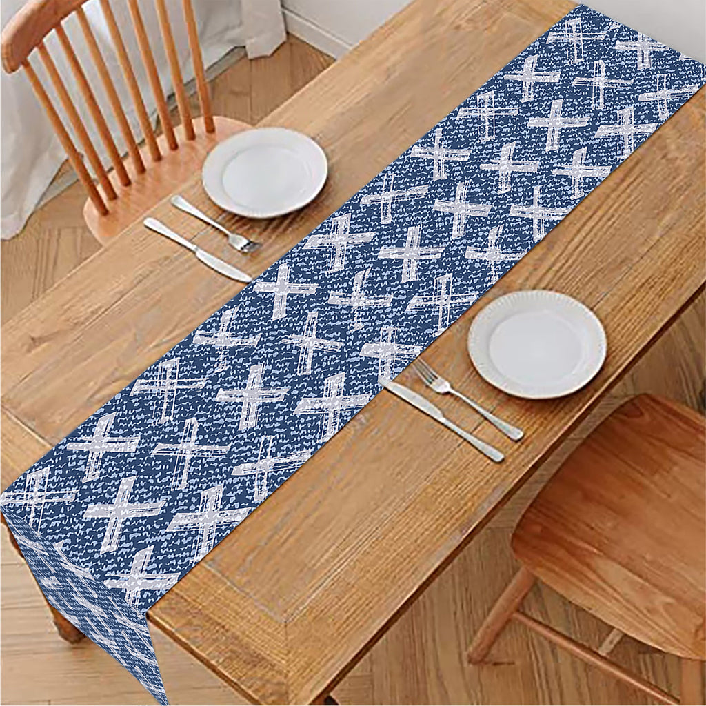 X Cross Denim Jeans Pattern Print Table Runner