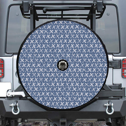 X Cross Denim Jeans Pattern Print Tire Cover With Camera Hole