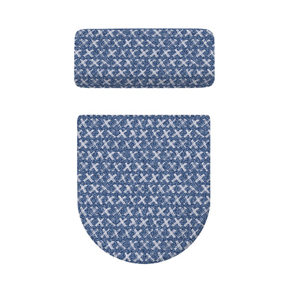 X Cross Denim Jeans Pattern Print Toilet Lid And Tank Cover Set